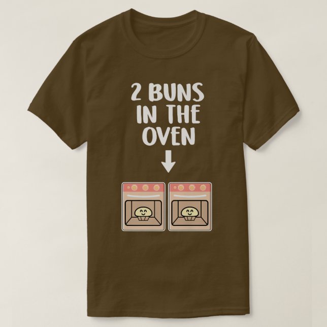 Buns In The Oven Twins Pregnancy Announcement Gend T-Shirt (Design Front)