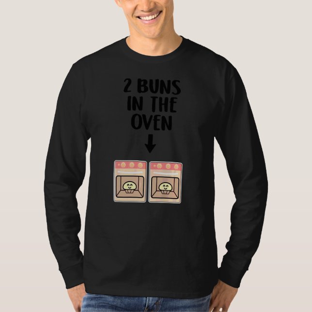Buns In The Oven Twins Pregnancy Announcement Gend T-Shirt (Front)