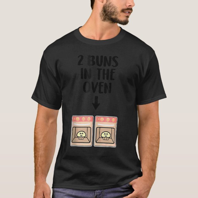 Buns In The Oven Twins Pregnancy Announcement Gend T-Shirt (Front)