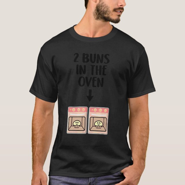 Buns In The Oven Twins Pregnancy Announcement Gend T-Shirt (Front)