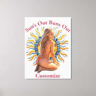 Buns Out Bikini Beach Girl Thunder_Cove Canvas Print