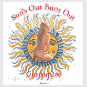 Buns Out Bikini Beach Girl Thunder_Cove  Sticker
