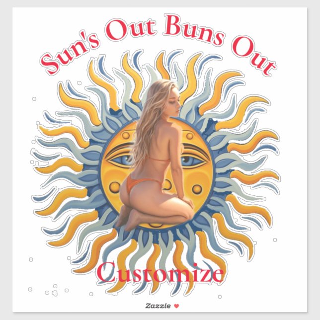Buns Out Bikini Beach Girl Thunder_Cove  Sticker (Sheet)