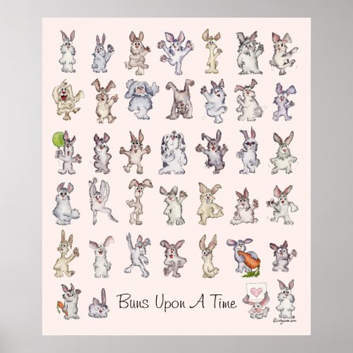 Buns Upon A Time Kids Room Rabbit Poster Print