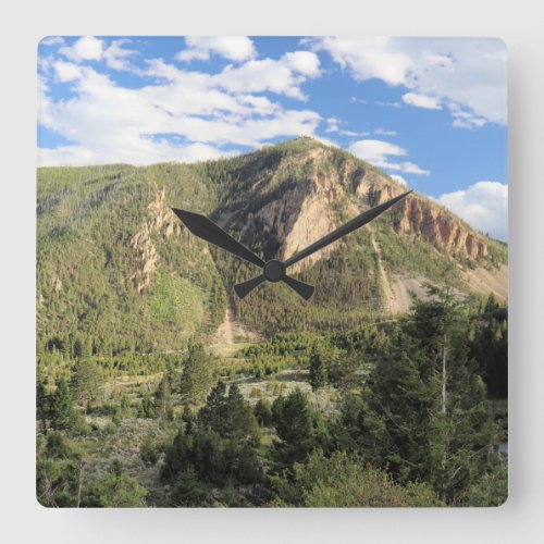 Bunsen Peak Mammoth Springs Yellowstone Square Wall Clock