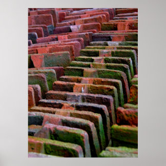 bunte alte Dachziegel gelagert Poster