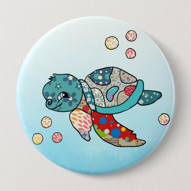 bunte Wasserschildkröte  Button (Front)