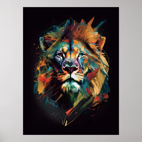 Bunter abstract lion head poster