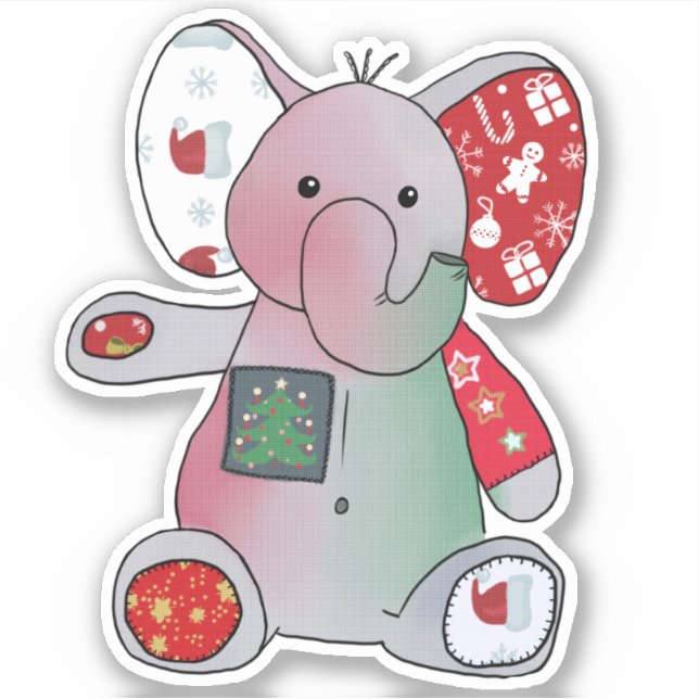 Bunter Christmas elephant sticker (Front)