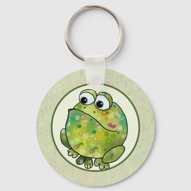 Bunter Frosch  Postkarte Keychain (Front)