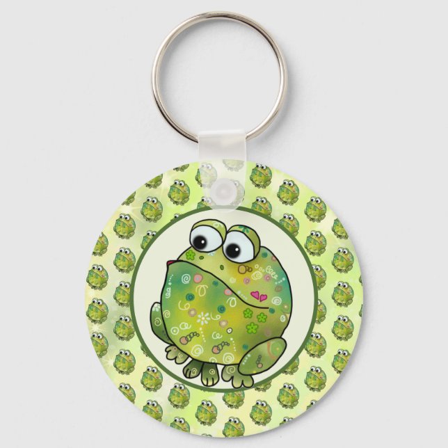 Bunter Frosch  Postkarte Schlüsselanhänger Keychain (Front)