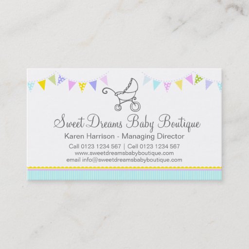 Customizable Bunting baby boutique business cards