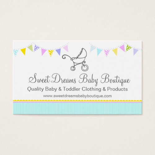 Bunting baby boutique mint aqua swing hang tag business card template