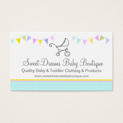 Customizable Bunting baby boutique mint aqua swing hang tag business card template