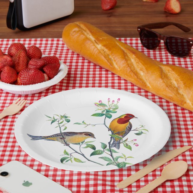 Bunting Birds on Branches Paper Plates (Picnic)