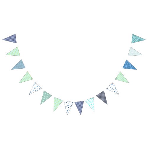 Bunting _ Blue Green and White Bunting Bunting Flags