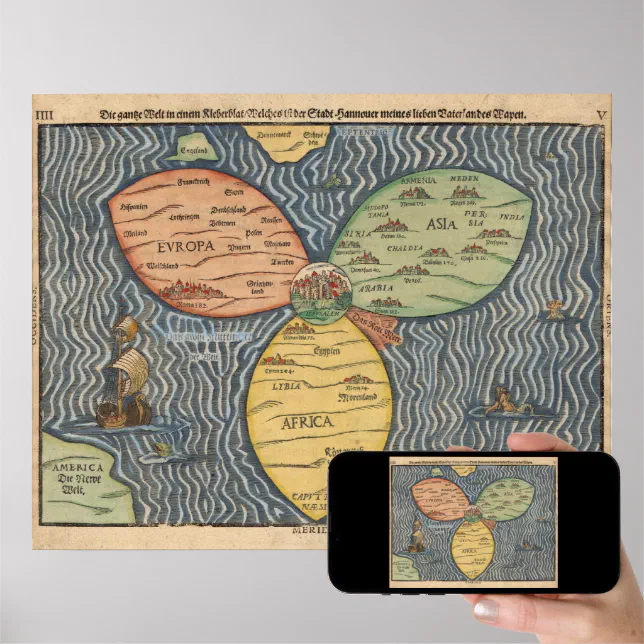 Bunting clover leaf map 1581 poster | Zazzle