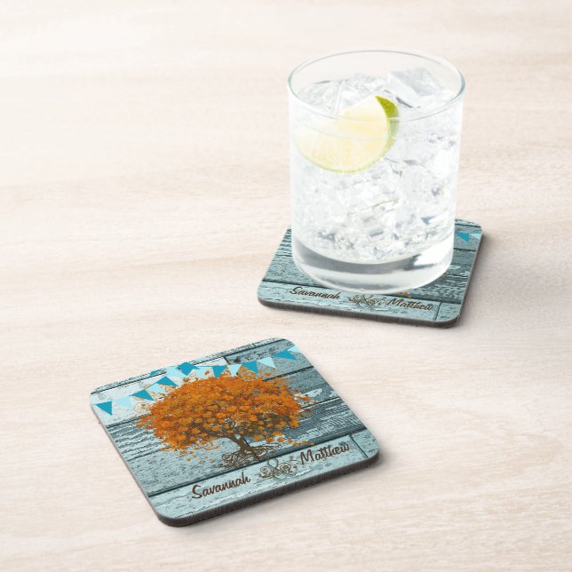 Bunting Country Chic Love Birds Sitting in a Tree Beverage Coaster (Right Side)