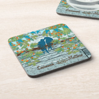 Bunting Country Chic Love Birds Sitting in a Tree Beverage Coaster