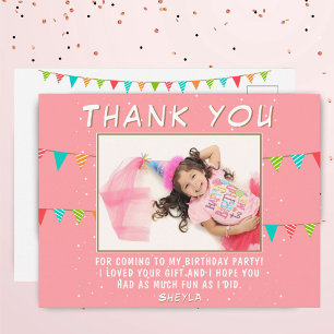 Bunting Flag Birthday Photo Thank you Postcard