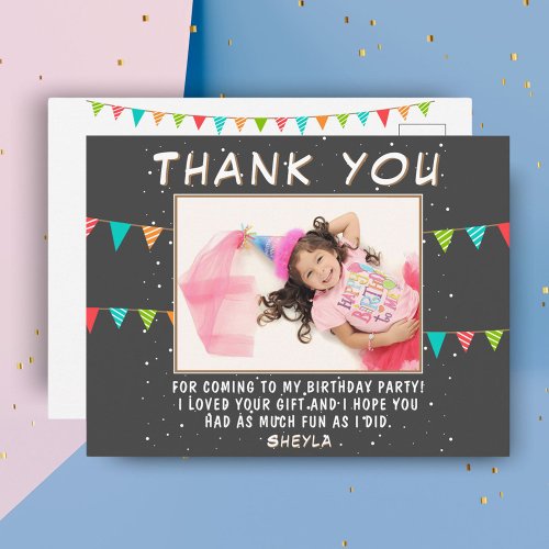 Bunting Flag Birthday Photo Thank you Postcard