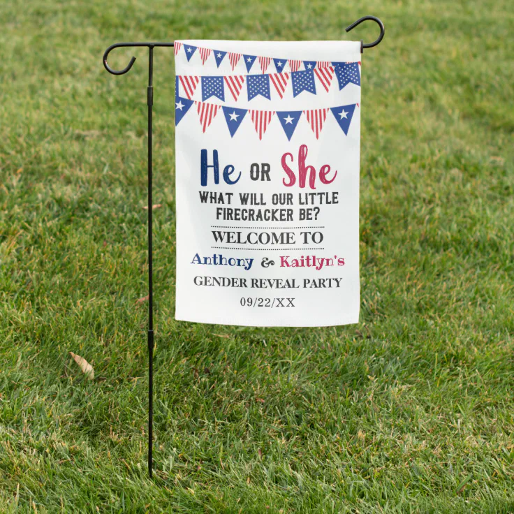 Bunting Flags 4th Of July Gender Reveal Party | Zazzle