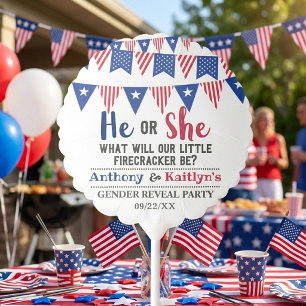 Bunting Flags 4th Of July Gender Reveal Party Balloon