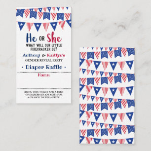 Bunting Flags 4th Of July Gender Reveal Party Enclosure Card