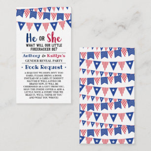 Bunting Flags 4th Of July Gender Reveal Party Enclosure Card
