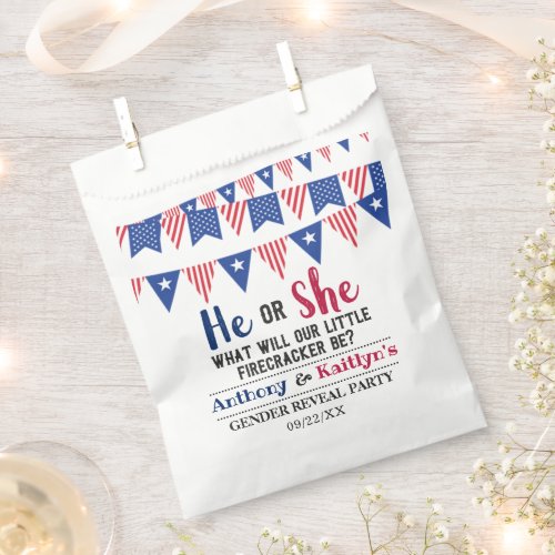 Bunting Flags 4th Of July Gender Reveal Party Favor Bag