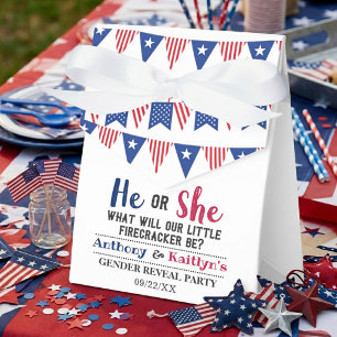 Bunting Flags 4th Of July Gender Reveal Party Favor Boxes