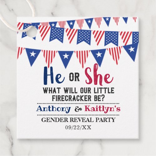 Bunting Flags 4th Of July Gender Reveal Party Favor Tags