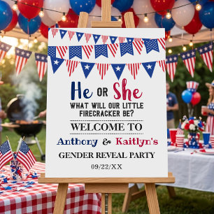 Bunting Flags 4th Of July Gender Reveal Party Foam Board