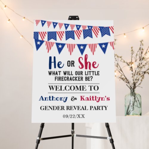 Bunting Flags 4th Of July Gender Reveal Party Foam Board