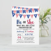 Bunting Flags 4th Of July Gender Reveal Party Invitation (Standing Front)