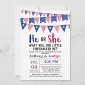 Bunting Flags 4th Of July Gender Reveal Party Invitation (Front)