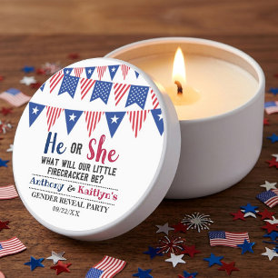 Bunting Flags 4th Of July Gender Reveal Party Mini Candle Favors