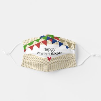 Bunting Flags Inclusive Holiday Happy Chrismukkah Adult Cloth Face Mask by teeloft at Zazzle