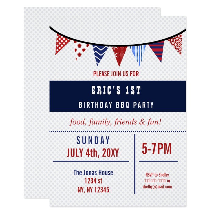 Bunting July 4th Birthday Party Invitation Zazzle Com