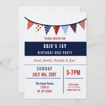 Bunting July 4th Birthday party Invitation