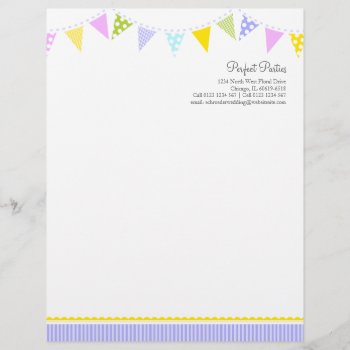 Bunting Party Events Letterhead by Mylittleeden at Zazzle