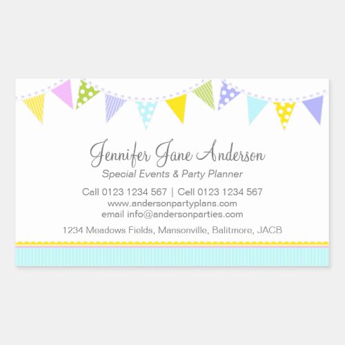 Bunting party events planning business label