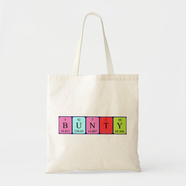 Bunty periodic table name tote bag (Front)