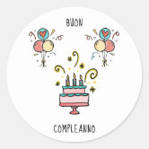 Feliz Aniversário, Happy Birthday Classic Round Sticker