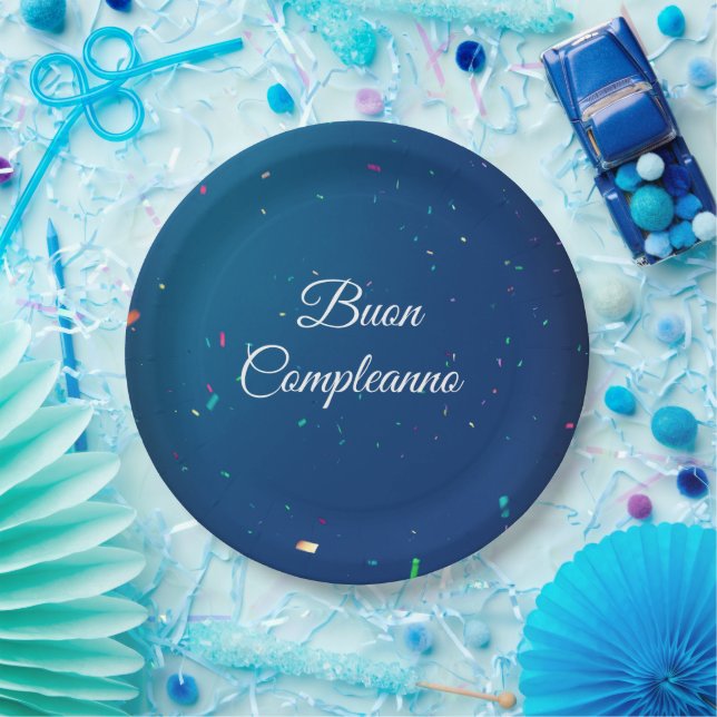 Buon Compleanno Italian Birthday Decor Paper Plates (Party)
