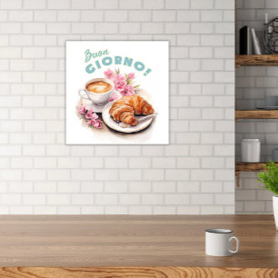 Buon Giorno Breakfast Croissant and Cappuccino Acrylic Print