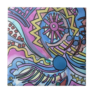 Buon Giorno-Hand Painted Abstract Geometric Art Ceramic Tile