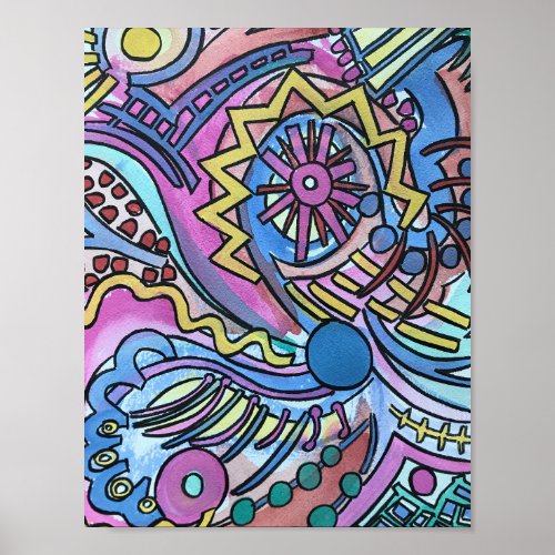 Buon Giorno_Hand Painted Abstract Geometric Art Poster