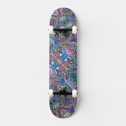 Buon Giorno_Hand Painted Abstract Geometric Art Skateboard