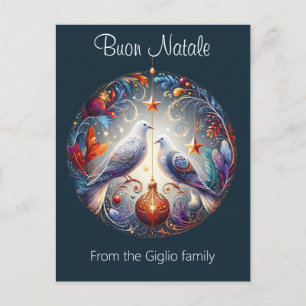 Buon Natale 2 doves Italian Christmas Party  Postcard